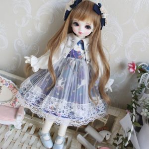Lovely dress with white lace and collar for bjd dolls