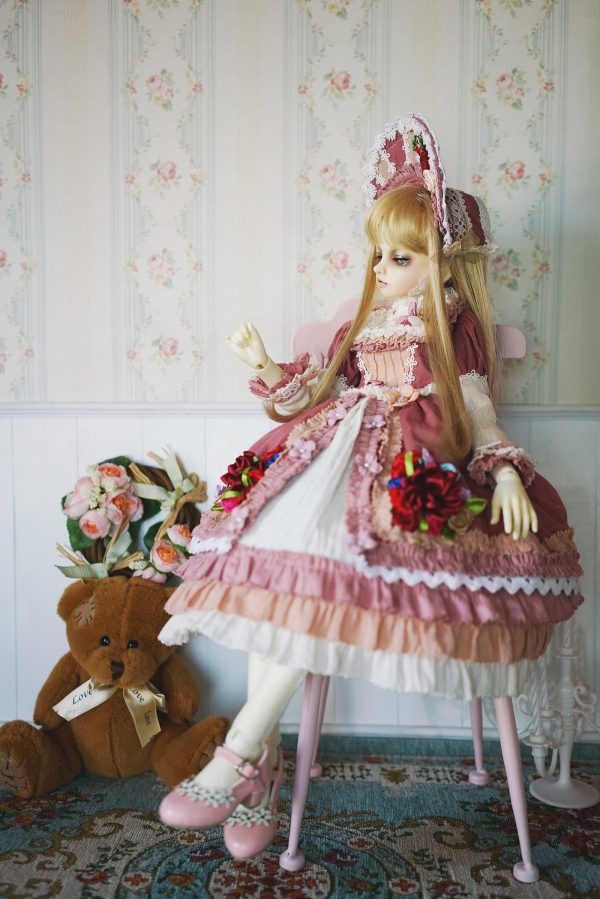 Pink victorian royal dress for bjd dolls