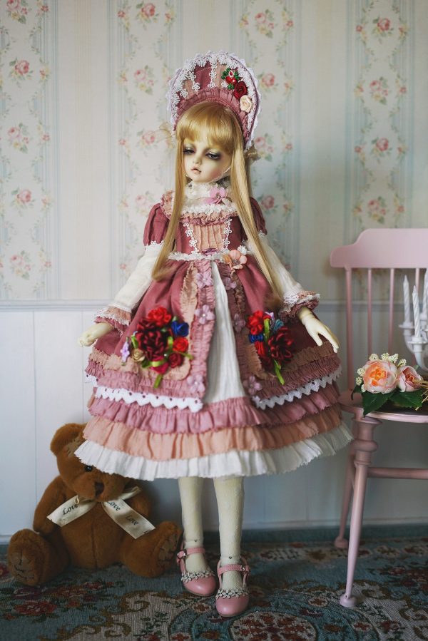 Pink victorian royal dress for bjd dolls