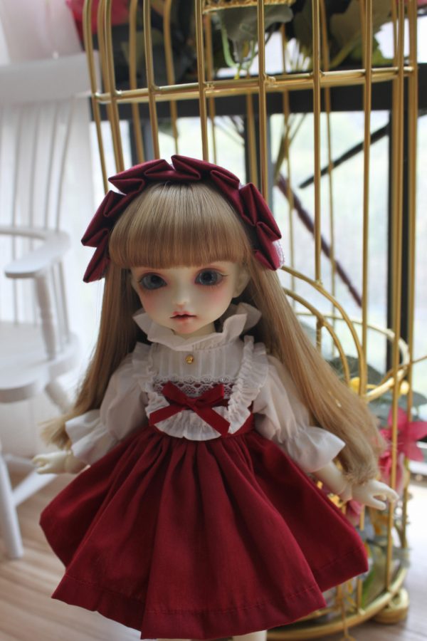 Red+white skirt for bjd dolls