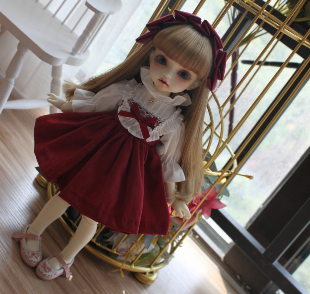 Red+white skirt for bjd dolls