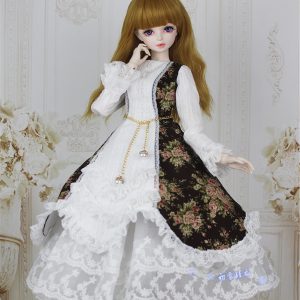 Vintage BJD doll dress with Victoria floral print