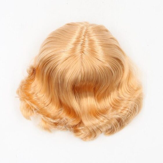 Gold short RBL Blythe doll wig with scalp