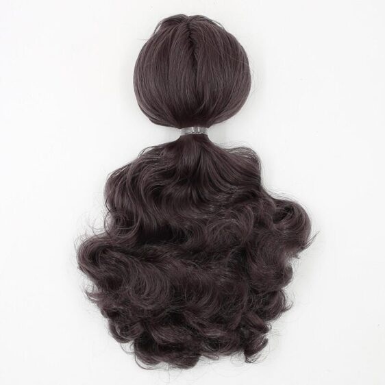 Dark brown curly RBL Blythe doll wig with scalp