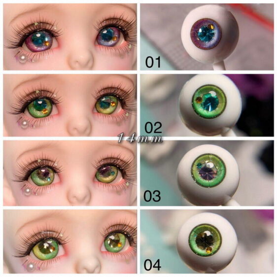 BJD doll eyes with 2 diamonds in pupils