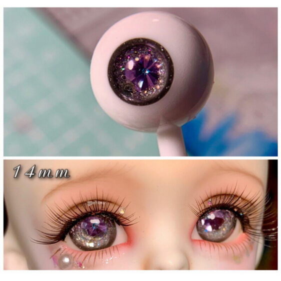 BJD doll eyes with 2 diamonds in pupils