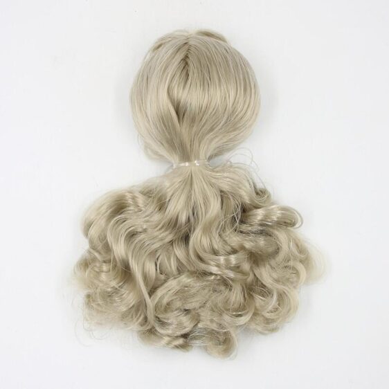 Curly grey RBL Blythe doll wig with scalp