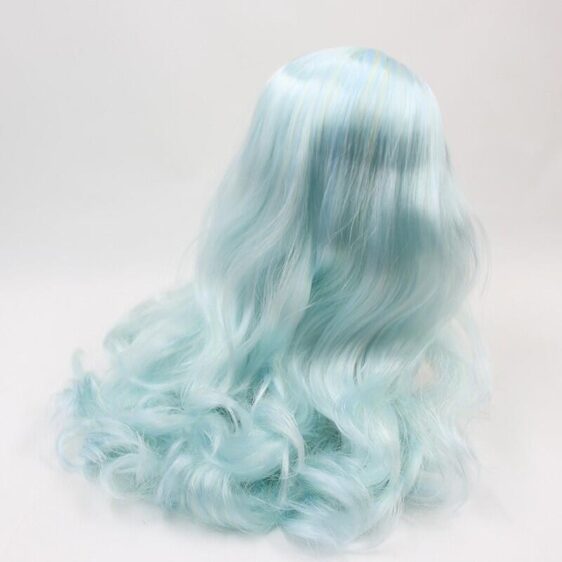 Mix color light blue RBL Blythe doll wig with scalp