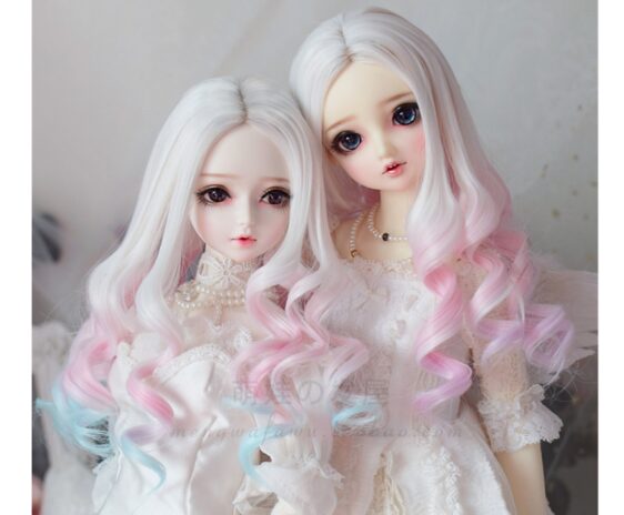 1/3 1/4 1/6 Bjd Gradient Doll Hair 9-10'' 8-9" 7-8" 6-7" Bjd Princess Curly Hair Long Wavy Wig Long Curly Hair Doll Curls Customs Make Color