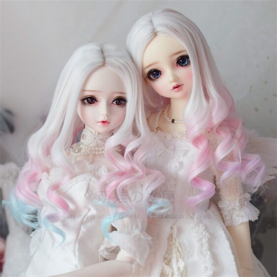 1/3 1/4 1/6 Bjd Gradient Doll Hair 9-10'' 8-9" 7-8" 6-7" Bjd Princess Curly Hair Long Wavy Wig Long Curly Hair Doll Curls Customs Make Color