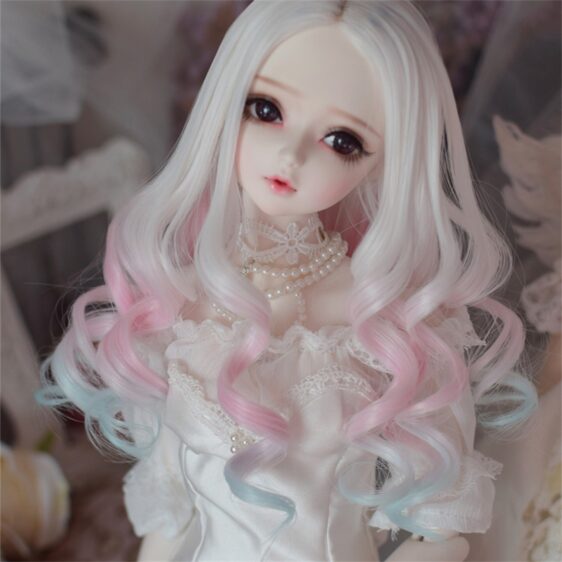 1/3 1/4 1/6 Bjd Gradient Doll Hair 9-10'' 8-9" 7-8" 6-7" Bjd Princess Curly Hair Long Wavy Wig Long Curly Hair Doll Curls Customs Make Color