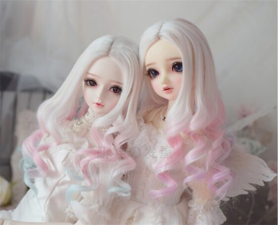 1/3 1/4 1/6 Bjd Gradient Doll Hair 9-10'' 8-9" 7-8" 6-7" Bjd Princess Curly Hair Long Wavy Wig Long Curly Hair Doll Curls Customs Make Color