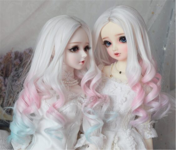 1/3 1/4 1/6 Bjd Gradient Doll Hair 9-10'' 8-9" 7-8" 6-7" Bjd Princess Curly Hair Long Wavy Wig Long Curly Hair Doll Curls Customs Make Color