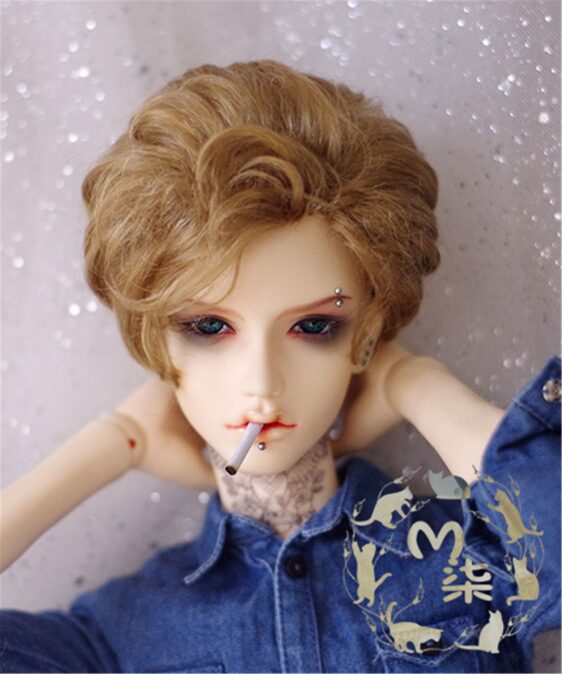 1/3 1/4 1/6 BJD Short Wig Curly Doll Hair for Boy Doll