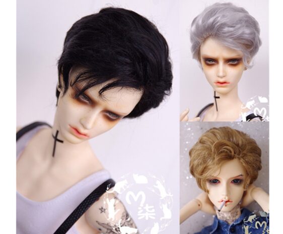 1/3 1/4 1/6 BJD Short Wig Curly Doll Hair for Boy Doll