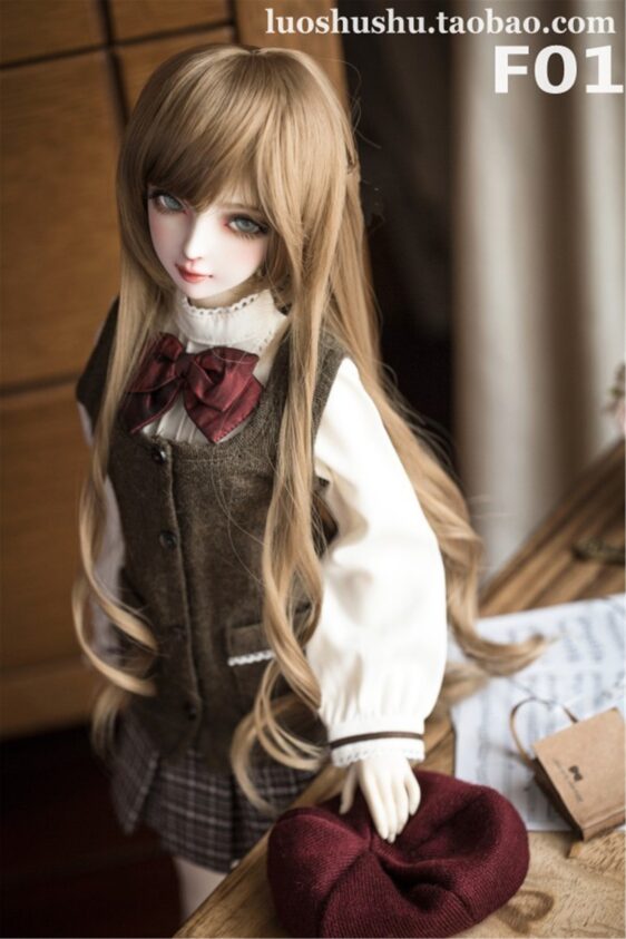 1/3 Bjd Doll Wavy Wig with Hand braided