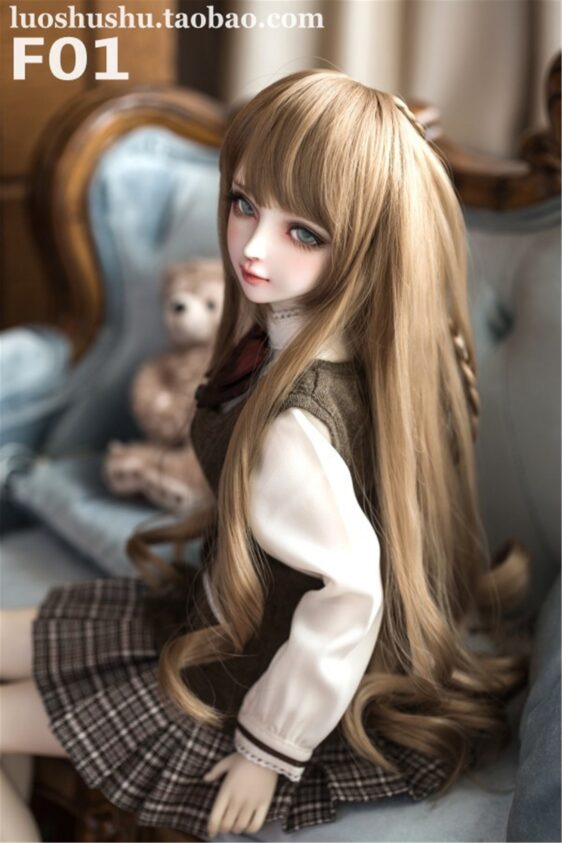 1/3 Bjd Doll Wavy Wig with Hand braided