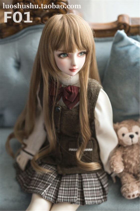 1/3 Bjd Doll Wavy Wig with Hand braided