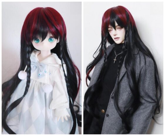 8-9" BJD Wig Long Doll Wig with pigtail 1/3 SD Doll Accessories