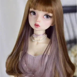 Custom Two-Color Mixing BJD Long Wig with Bangs for 1/3, 1/4, 1/6 Dolls