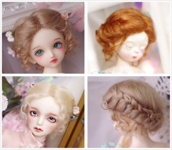 a collage of dolls with different hair styles