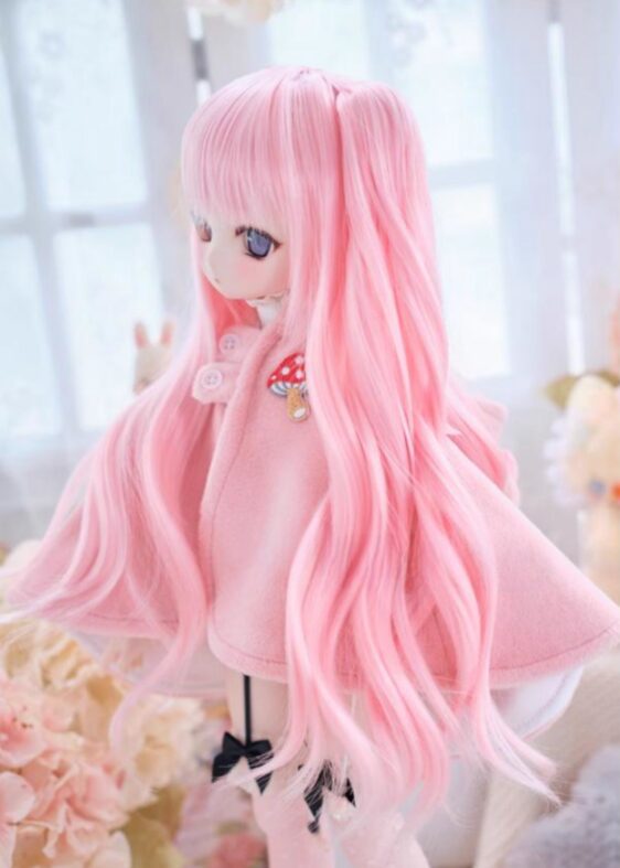 BJD Long Curly Wig with Double Ponytails – Perfect for 1/3, 1/4, 1/6 Dolls