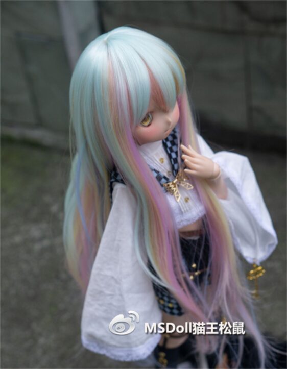 BJD Long Mixed-Color Wig – Wavy Curls for 1/6, 1/4, 1/3 Doll