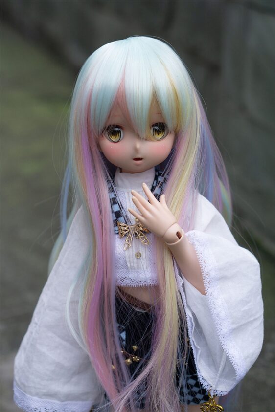 BJD Long Mixed-Color Wig – Wavy Curls for 1/6, 1/4, 1/3 Doll