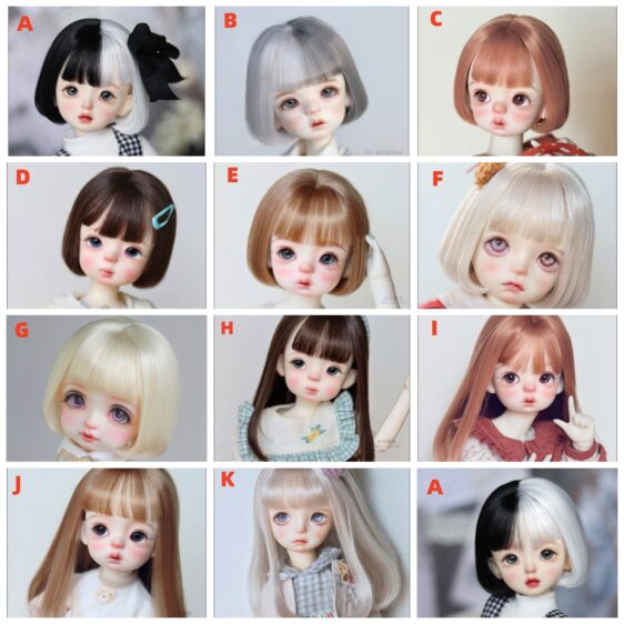 BJD Short Hair Wig | 1/3, 1/4, 1/6, 1/8 BJD Wig for Girl Dolls