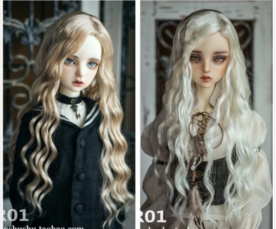 BJD Wavy Long Curly Wig for 1/3, 1/4, 1/6 Poppen