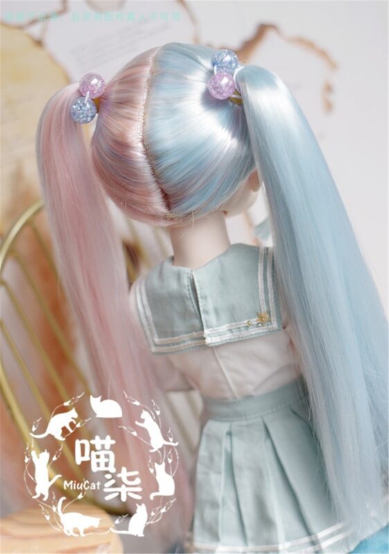 BJD Wig Long Straight Hair Wigs with Double Braids Princess Long Doll Wig