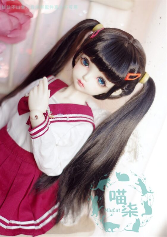 BJD Wig Long Straight Hair Wigs with Double Braids Princess Long Doll Wig