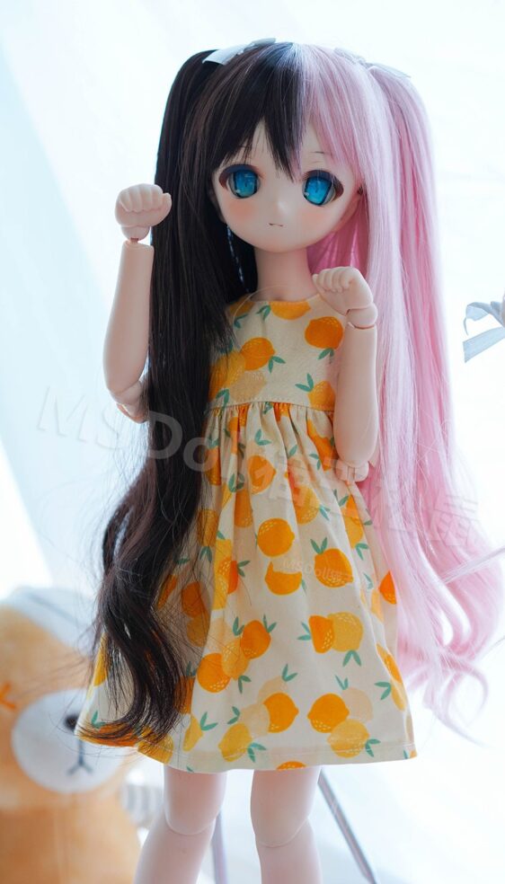 Black+Pink Long Doll Wig for 1/3, 1/4, 1/6 BJD MSD SD Dolls