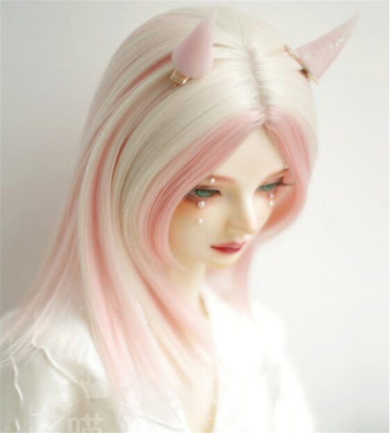 Center Part BJD Wig – Long Straight Two-Tone Doll Hair