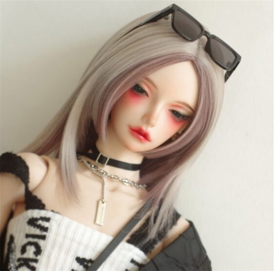 Center Part BJD Wig – Long Straight Two-Tone Doll Hair