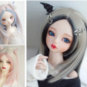 Center Part BJD Wig – Long Straight Two-Tone Doll Hair