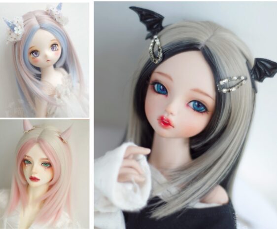 Center Part BJD Wig – Long Straight Two-Tone Doll Hair