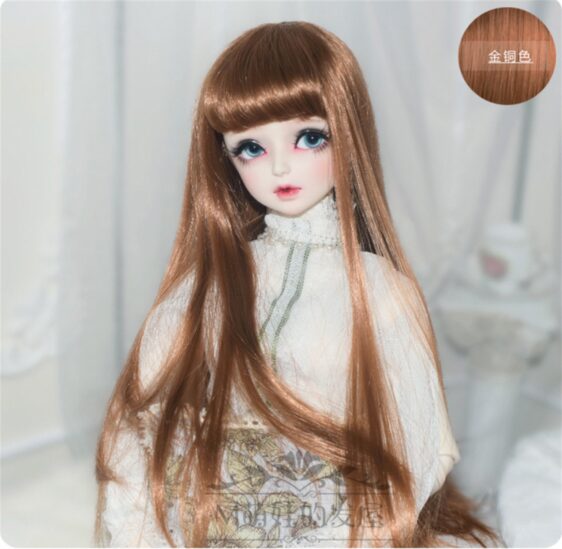 Custom-Made Faux Mohair BJD Wig – Long Straight Style with Bangs