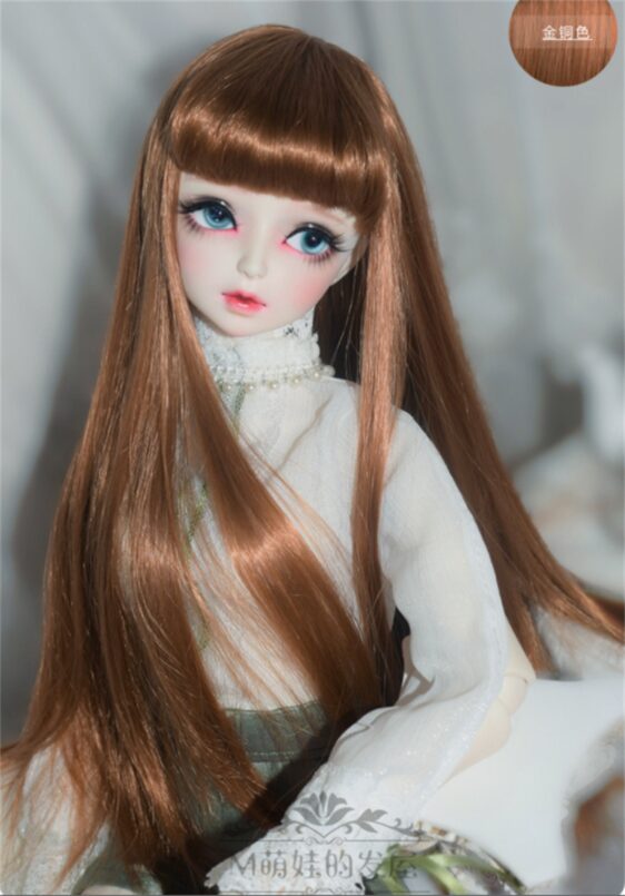 Custom-Made Faux Mohair BJD Wig – Long Straight Style with Bangs