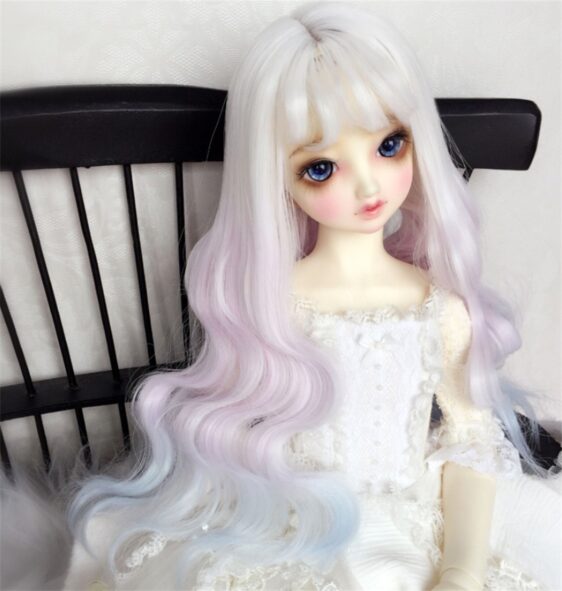 Custom Make 1/3 1/4 1/6 Bjd Doll Long Wavy Wig with Bangs SD Doll Big Wave Gradient Color Wig Hair 9-10'' 8-9" 7-8" 6-7" Bjd Doll Curls