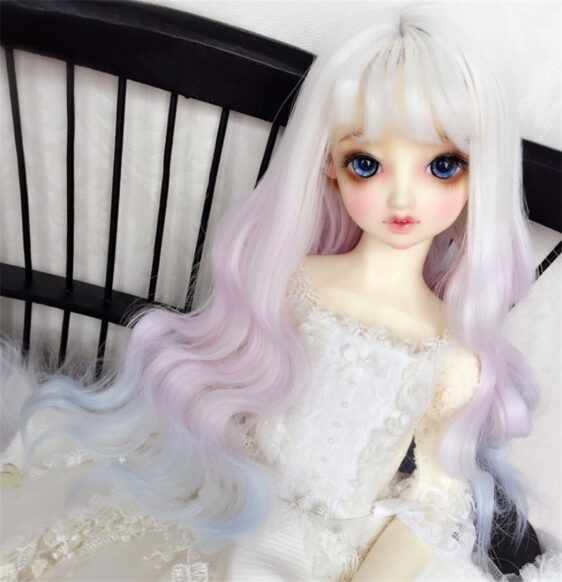 Custom Make 1/3 1/4 1/6 Bjd Doll Long Wavy Wig with Bangs SD Doll Big Wave Gradient Color Wig Hair 9-10'' 8-9" 7-8" 6-7" Bjd Doll Curls