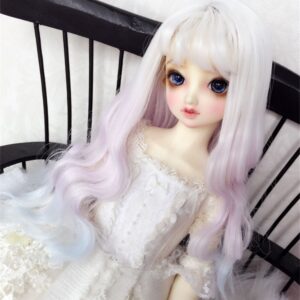 Custom Make 1/3 1/4 1/6 Bjd Doll Long Wavy Wig with Bangs SD Doll Big Wave Gradient Color Wig Hair 9-10'' 8-9" 7-8" 6-7" Bjd Doll Curls