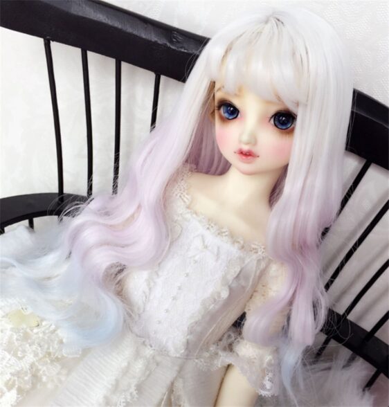 Custom Make 1/3 1/4 1/6 Bjd Doll Long Wavy Wig with Bangs SD Doll Big Wave Gradient Color Wig Hair 9-10'' 8-9" 7-8" 6-7" Bjd Doll Curls