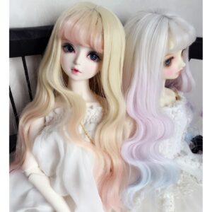 Custom Make 1/3 1/4 1/6 Bjd Doll Long Wavy Wig with Bangs SD Doll Big Wave Gradient Color Wig Hair 9-10'' 8-9" 7-8" 6-7" Bjd Doll Curls