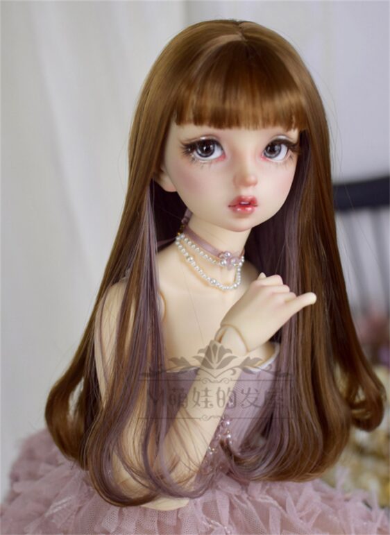 Custom Two-Color Mixing BJD Long Wig with Bangs for 1/3, 1/4, 1/6 Dolls