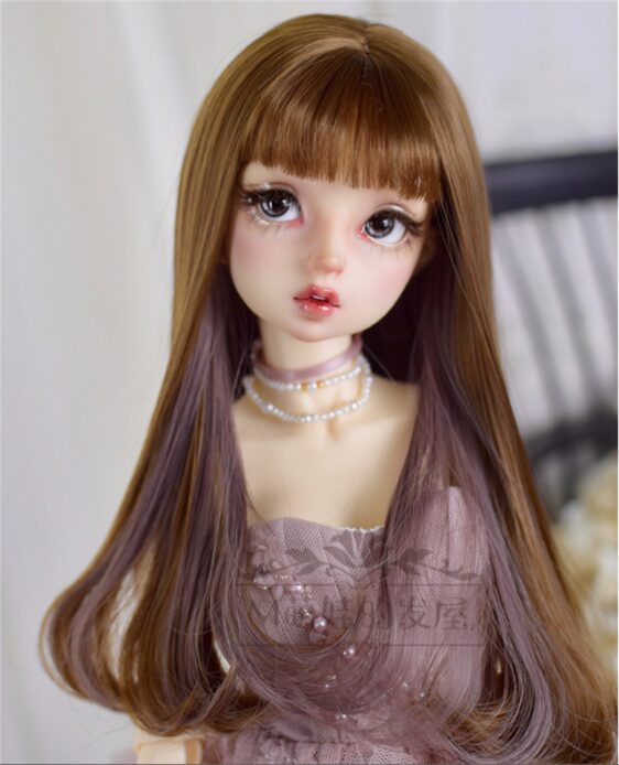 Custom Two-Color Mixing BJD Long Wig with Bangs for 1/3, 1/4, 1/6 Dolls