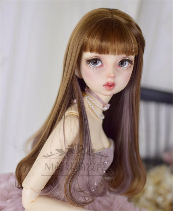 Custom Two-Color Mixing BJD Long Wig with Bangs for 1/3, 1/4, 1/6 Dolls