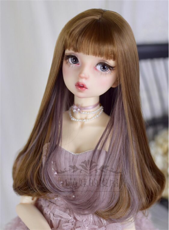 Custom Two-Color Mixing BJD Long Wig with Bangs for 1/3, 1/4, 1/6 Dolls