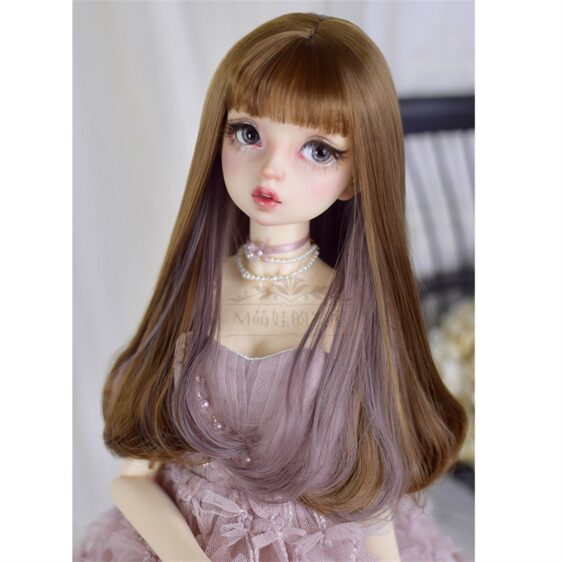 Custom Two-Color Mixing BJD Long Wig with Bangs for 1/3, 1/4, 1/6 Dolls