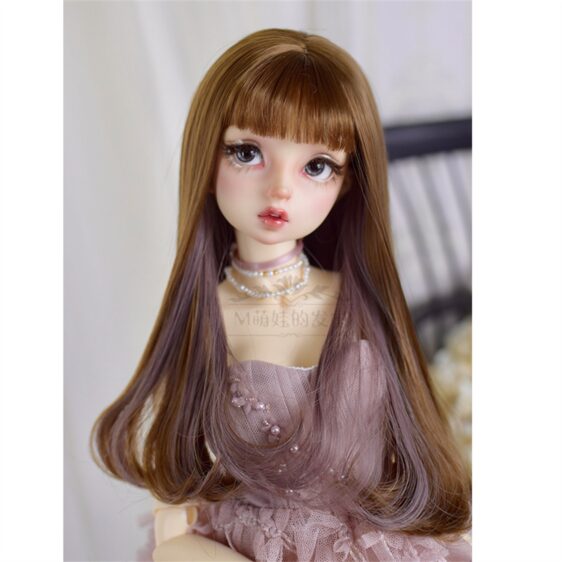 Custom Two-Color Mixing BJD Long Wig with Bangs for 1/3, 1/4, 1/6 Dolls